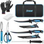 Fillet Knife Kit Combo,Fishing Gear and Gifts for Men | Fishing Knives with Sheath,and Honing Rod,Ultra-Sharp G4116 Blades,Corrosion-Resistant,Non-Slip Handle,Durable Storage Bag