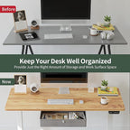 FEZIBO 55 x 24 Inches Standing Desk with Drawer, Adjustable Height Electric Stand up Desk with Storage, Sit Stand Home Office Desk, Ergonomic Computer Desk, Light Rustic