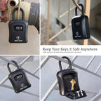 Iron Lock® Medium Key Lock Box with Code, U-Shackle Opens Fully Out (Black) | Built-in key hooks + catch tray; hangs on handles, gates, fences or a hasp; wall-mountable; dial cover; no batteries