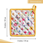 Maison d' Hermine Pot Holders 100% Cotton Potholders (8" x 8", Pack of 2) | Heat Resistant Hot Pads with Loop BBQ Cooking Farmhouse Kitchen Handling Hot Pans Spring Summer - Happy Florals - Sweety