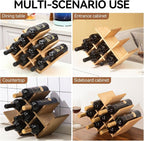 KIRIGEN Wooden Wine Rack, 8-Bottle 3-Tier Countertop Wine Holder, Natural | 16.73 x 5.91 x 11.14 In, Holds 8 Standard Wine Bottles for Cabinets, Pantry Shelves, and Kitchen Counter, Assembly Required
