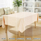 Smiry Square Waterproof Heavy Duty Vinyl Tablecloths, 54 x 54 Inch | Wipeable Washable Floral Embossed Table Cover for Kitchen and Dining Room, Indoor & Outdoor Use, Beige