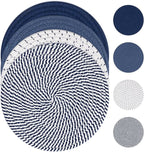 SHACOS 10 Inches Trivets for Hot Dishes, 4 Pieces Cotton Trivets Mats for Kitchen, Hot Pads for Countertops and Table, Heat-Resistant Pot Holders for Hot Pots and Pans(Blue, 4pcs)