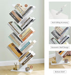 Hoctieon 10 Tier Tree Bookshelf, 10 Shelf Bookcase, Free Standing Tree Bookcase, Display Floor Standing Shelf for Books, Book Shelf Organizer, White
