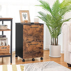 HOOBRO 2 Drawer Mobile File Cabinet, Rolling Printer Stand, Rolling Office Cabinet with 5 Wheels, Wooden Vertical Filing Cabinet fits A4/Letter Size for Home Office, Rustic Brown and Black BF03WJ01G1