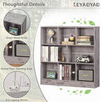 LEYAOYAO 8 Cube Bookshelf with Base,3 Tier Mid-Century Modern Grey Bookcase,Standing Wide Bookshelves Storage Organizer Shelf,Rustic Wood Display Cabinet Book Shelves for Bedroom,Living Room,Office