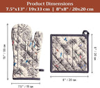 Maison d' Hermine 100% Cotton Oven Mitt & Pot Holder Set (7.5"x13" & 8"x8") | Heat Resistant BBQ Cooking Gloves with Loop Baking Grilling Kitchen Hotel Home Farmhouse Thanksgiving Christmas - Amazonia