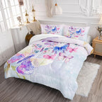Datura home Watercolor Butterfly Comforter Bedding Set for Girls Kids Teens,Lightweight Colorful Floral Butterfly Printed Tie-dye with 2 Pillowcases(Watercolor Butterfly Queen),Butterfly Purple