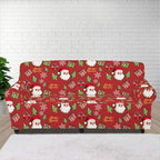 FKELYI Christmas Decor Red Sofa Slipcover for Living Room Santa Claus Sofa Couch Cover with Elastic Bottom Non-Slip Furniture Protector XL