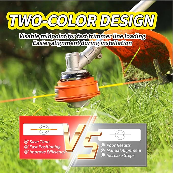 4 Pack String Trimmer Line Compatible with Ego String Trimmer 0.095" 56FT Weed Eater String Pre-Cut Dual Color Fast-Positioning Triangular Twisted Trimmer Line Universal Fit Weed Wacker String