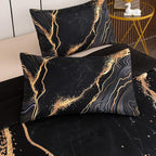 Tailor Shop Marble Bedding Set Soft Microfiber Black and Gold Comforter Set Full Size for Kids Men and Women with 1 Marble Comforter and 2 Pillowcases……