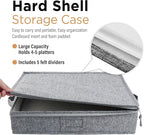 LotFancy Platter Storage Case, Hard Shell, China Storage Container for Moving, 17x13x3.5 in, 5 Felt Dividers Included