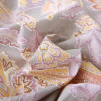 ABREEZE Paisley Bedding Sets 3Pcs Brushed Cotton Duvet Cover Set King Size Rustic Damask Gold Floral Comforter Cover with Zipper Closure Boho Bedding Collections