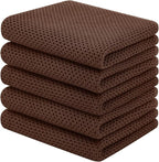 Homaxy 100% Cotton Waffle Weave Kitchen Towels, 5-Pack, Coffee | 13 x 28 Inches, Ultra Soft Absorbent Dish Towels, Quick Drying Cleaning Towels