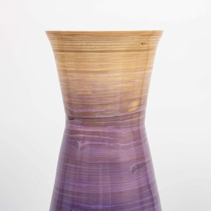 Uniquewise 28" Classic Bamboo Floor Vase Handmade, for Dining, Living Room, Entryway, Fill Up with Dried Branches Or Flowers, Glossy Purple