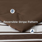 Bedsure Bed in a Bag Twin Size 5-Piece Brown White Striped Bedding Comforter Sets All Season Bed Set with 1 Pillow Sham, Flat Sheet, Fitted Sheet and 1 Pillowcase