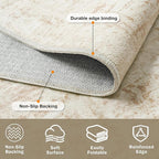 10x12 Area Rug for Living Room Bedroom: Non-Slip Modern Beige White | Machine Washable TPR Backing, Stain-Resistant Low Pile, Pet & Kid Friendly, Abstract Decor for Dining Room, Dorm, Home Office