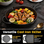 10 Inch Cast Iron Skillet, Pre-Seasoned Frying Pan with Dual Pour Spouts | Heavy Duty Cast Iron Pan for Steak, Eggs and Bacon, Works on Stovetop, Oven, Grill, Induction and Campfire, 3-Quart Capacity.