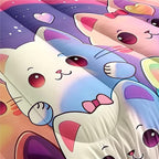 Rainbow Cat Comforter Full Size - Rainbow Cat Bedding for Girls Room Cute Cartoon Rainbow Bedding Full Comforter Sets for Kids, 1 Comforter+2 Pillowcases