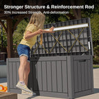 EAST OAK Outdoor Storage Box, 90 Gallon Deck Box, Waterproof Resin Storage Bin for Patio Cushions, Gardening Tools, Lockable, UV Resistant, Grey