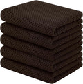Homaxy 100% Cotton Waffle Weave Kitchen Towels, 5-Pack, Dark Brown | 13 x 28 Inches, Ultra Soft Absorbent Dish Towels, Quick Drying Cleaning Towels