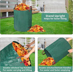 2 Pack Yard Waste Bags 53 Gallon Lawn and Leaf Bags, Reusable Heavy Duty Garden Bags for Collecting Leaves, Waste Container for Clean Up Outdoor Debris Leaves Grass Clippings