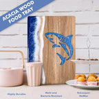 shark Ocean Charcuterie board: Resin Cutting Board with Unique Blue shark Pattern, Decorative cutting board for Fruit, Vegetable, Cheese and meat, Kitchen, Gift