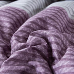 Andency Stripe Comforter Set Full Size (79x90 Inch), 3 Pieces Purple and Gray Patchwork Striped Comforter, Soft Microfiber Down Alternative Comforter Bedding Set with Corner Loops