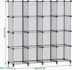 HOMIDEC Book Shelf 16 Cubes Bookcase Bookshelf Cube Storage Organizer Portable Display Bookshelf Kids Bookshelf Book Case for Study Room,Bedroom,Office,Living Room,Closet (47.2x11.8x47.2 inch)
