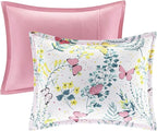 Mi Zone Kids Cynthia Comforter for Girls Microfiber Animal Butterfly Print, Modern All Season Down Alternative Kids Bed Set, Matching Sham, Decorative Pillow, Twin, Pink 3 Piece