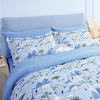 Mooreeke Kids Comforter Bed Set Full Size for Boys, 8 Pieces Bed in a Bag with Shams, Sheet Set and 1 Decorative Toy Throw Pillow, Dinosaur Blue Super Full Soft Microfiber Kids Comforter Bedding Set