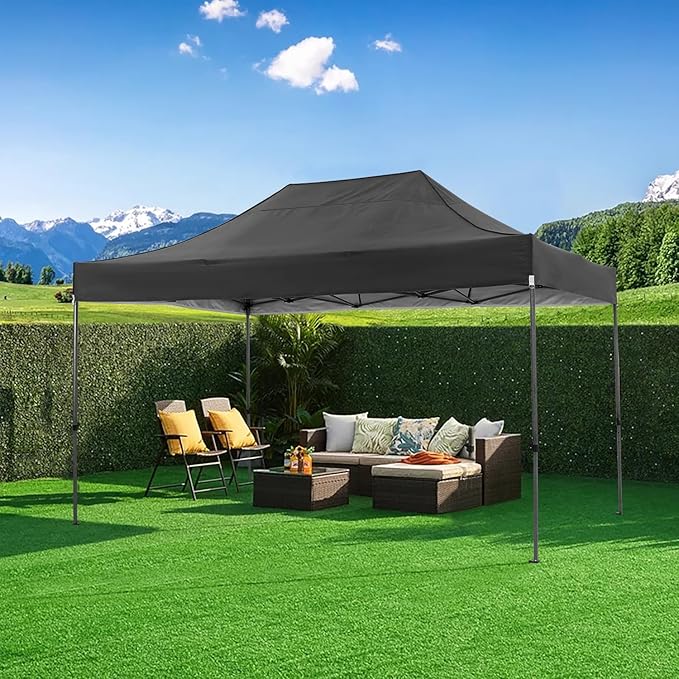 COBIZI 10x15 Pop up Canopy Tent 10x15 Canopy with 4 Sidewalls Waterproof Heavy Duty Commercial Canopy Tent for Parties Outdoor Tent Garden Gazebo Tent, Carry Bag(10x15ft, Black)