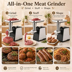 3200W Max Electric Meat Grinder & Sausage Stuffer - Mincer Machine with Tool 2 Blade And 3 Plates, 3 Tubes & Kubbe Kit Tool for Home Kitchen Use（Black）