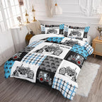 Axolotl Tractor Comforter Set Twin Size,Cartoon Truck Car Comforter Set for Boys,Farm Excavator Bedding Set with Old Tractor for Kids Boys Teens Adult All Season,1 Quilt 2 Pillowcases