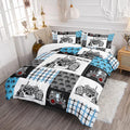 Axolotl Tractor Comforter Set Queen Size,Cartoon Truck Car Comforter Set for Boys,Farm Excavator Bedding Set with Old Tractor for Kids Boys Teens Adult All Season,1 Quilt 2 Pillowcases