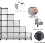 ANWBROAD Cube Storage Organizer, 16-Cube Cubby Shelving Book Shelf Living Room, Closet Clothes organizers, Kids Toys Craft Yarn Storage with Rubber Hammer for Bedroom Office Gray ULCS016H
