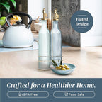 COOK WITH COLOR Glass Olive Oil Bottle Dispenser - 2 Pack- 17oz Vinegar Cruet - Olive Oil Carafe Decanter for Kitchen