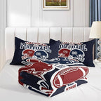 Datura home American Football Comforter Set Vintage Navy American Football Printed Quilt Bedding Set with 1 Comforter and 2 Pillowcases for Boys and Girls Bedroom All Season(Football Navy Twin)