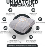 Gold Case Throw Blanket for Bed – 100% Recycled Turkish Cotton Bed Blanket – Decorative Throw Cotton Blankets for Living Room & Bedroom – Woven Twin Blankets - 71x90 - Grey