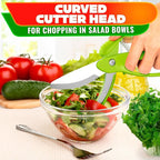 Salad Scissors for Chopped Salad, 8.9 In Stainless Steel | Double-Blade Lettuce Chopper Scissors; Chops Greens, Tomato & Herbs in Bowl, No Knife Needed; Anti-Splash Head; Safety Lock