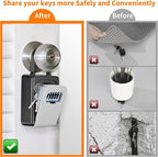 Portable Key Lock Box, Upgrade Clearly Visible Numbers, Lock Box Wall Mounted for House Key, 5 Key Capacity, Weatherproof Resettable Code (1 Pack, Gray)