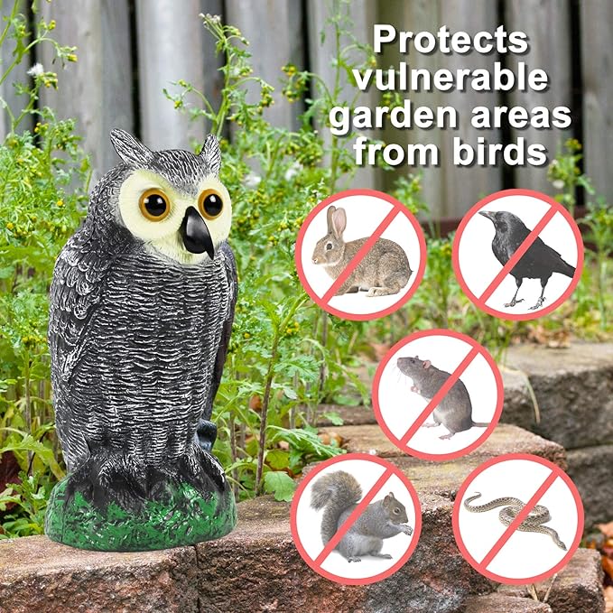 Galashield Owl Decoy to Scare Birds Away | Plastic Owls to Scare Birds Away | Owl Statue for Garden & Outdoors