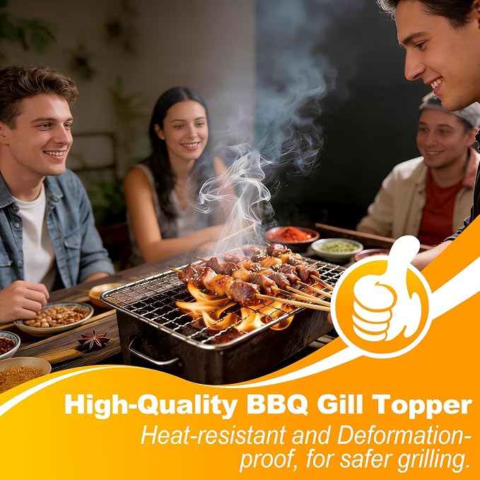 Grill Topper,3 PCS BBQ Grill Mesh Mat,14×10 Inch Mesh Baking Tray,Baking Rack Replacement Pad for Outdoor Barbecue, Camping & Picnics