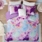 Intelligent Design Duvet Cover Queen Bedding Sets for Girls & Boys Watercolor Tie Dye Queen Duvet Cover Set Kids, Microfiber Queen Size Duvet Cover Set, Pillow Cassiopeia, Full/Queen Lavender 4 Piece