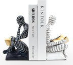 Heavy Duty Book Ends for Shelves, Thinker Decorative Bookends for Heavy Books, Unique Book Stoppers to Hold Book, Bookshelf Accessories, Modern Home Office Decor Aesthetic Black & White