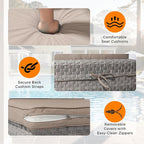 12-Seat Modular Patio Furniture Set – Outdoor Wicker Sectional Sofa with Thick 4″ Cushions, Dual-Strand PE Rattan, Rust-Resistant 18 mm Steel Frame, Backyard Garden Deck Lounge,Beige