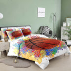 Tailor Shop Basketball Bedding Set for Boys Kids Adults Teens,Sports King Size Comforter Set,Kids Basketball Comforter Sets with 2 Pillowcases