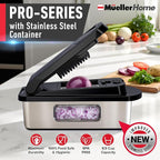 MUELLER HOME Pro-Series 10-in-1 Stainless Steel Multi Vegetable Chopper | 8 Blade Mandoline Slicer, Kitchen Tools and Gadgets, Food and Veggie Chopper, Mincer, Dicer, French Fry Cutter, Black