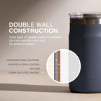 LocknLock Metro Mug, Premium 18/8 Stainless Steel Metal, Double Wall Insulated, Portable Coffee Cup with Lid and Handle for Hot and Cold Drinks, Mint, 16 oz