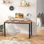 Large Table 24x48 inches Writing Computer Desk Modern Simple Study Desk Industrial Style Laptop Table for Home Office Brown Notebook Desk